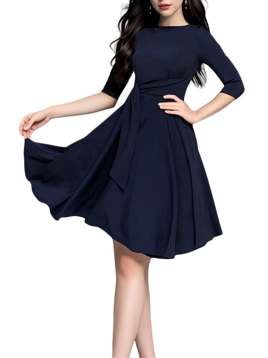 Women's Elegant Midi Bow Blouse - Work & Party Essential