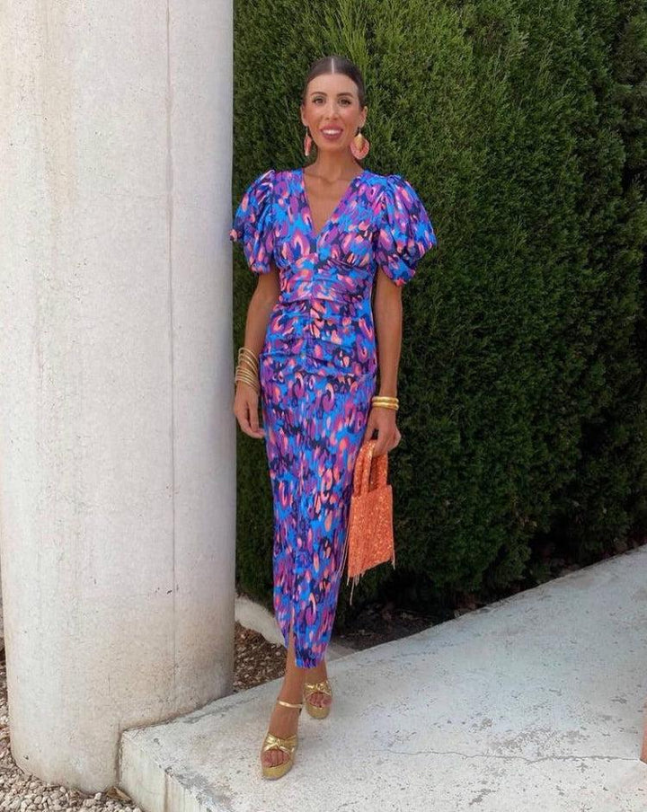Devika Vibrant Puff Sleeve Dress - Elena Harper