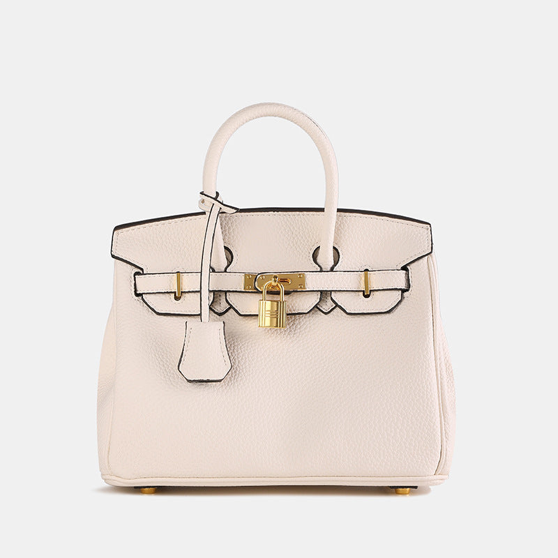 Elegant Women's Handbag with Gold Lock Detail