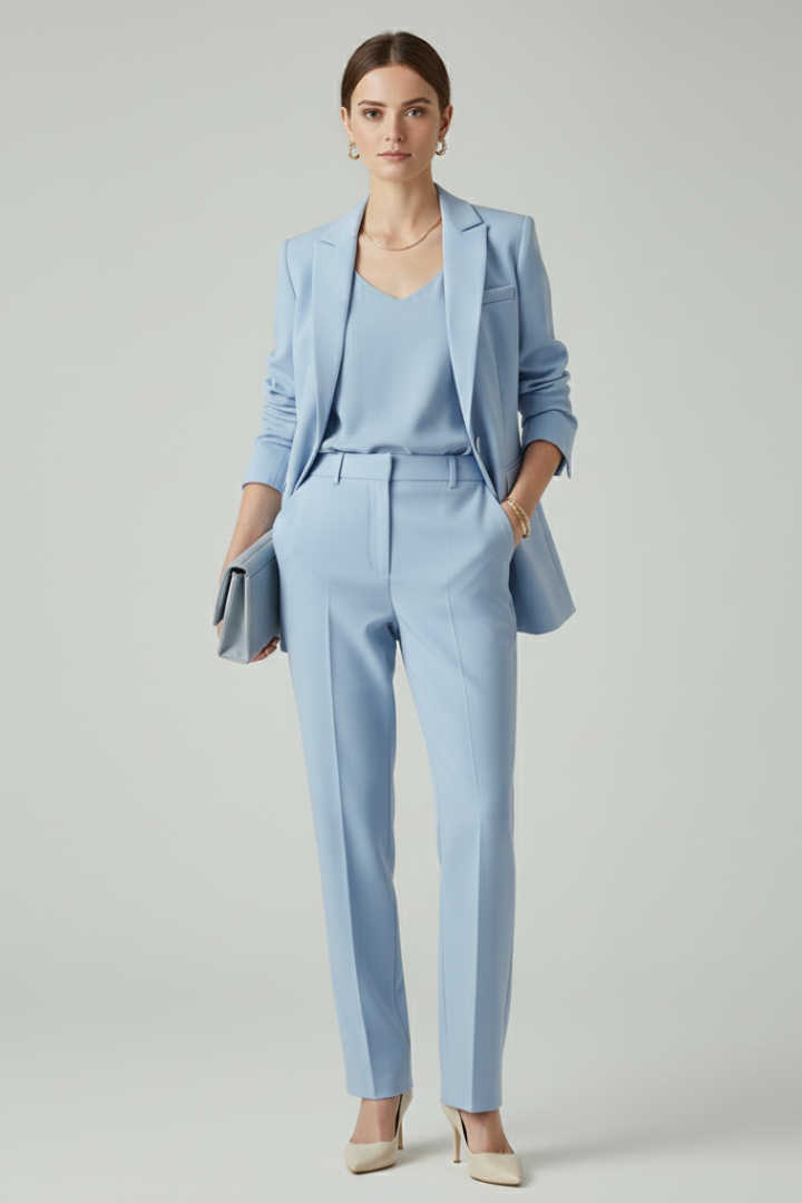 Clavera Women's Blazer and Straight-Leg Trouser Two-Piece Set - Elena Harper