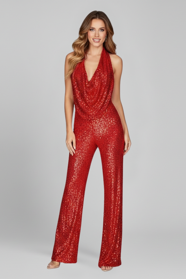 Lauren Women’s Halter Neck Textured Wide-Leg Jumpsuit - Elena Harper
