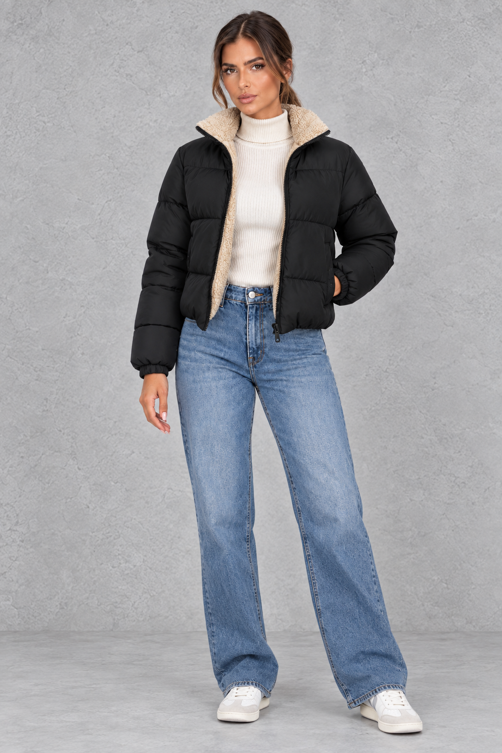 Women’s Sherpa High Neck Puffer Jacket