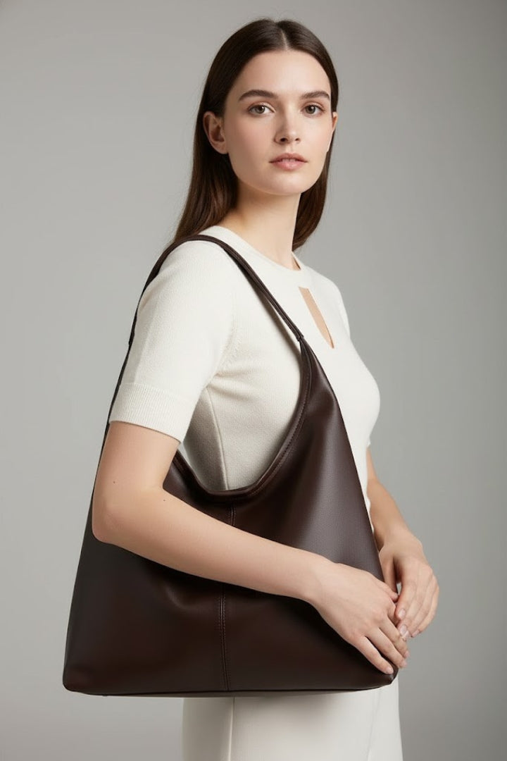 Jacqueline Women's Classic Tote Bag with Faux Leather Exterior and Large Inner Pocket, view 4 - Elena Harper