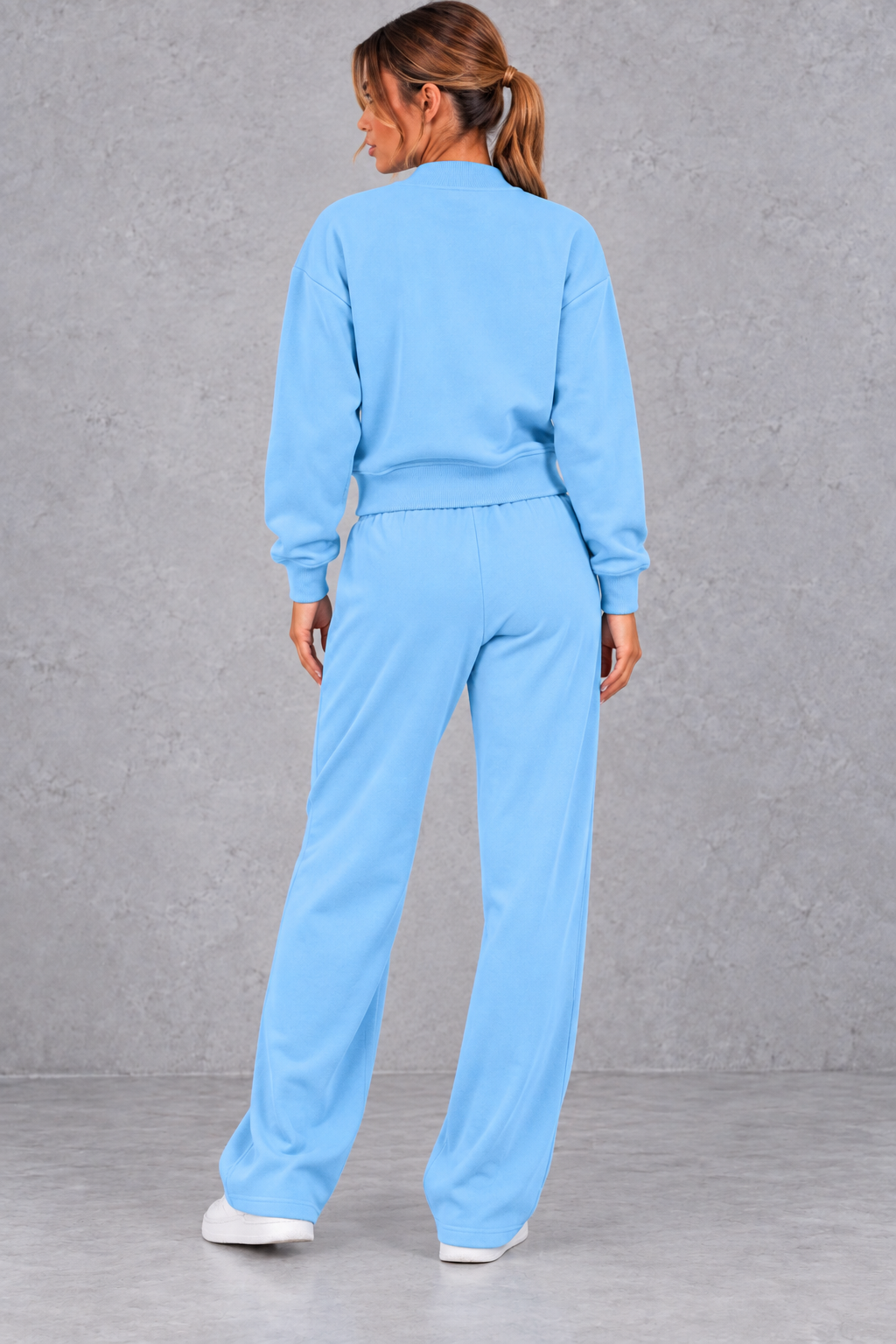 Women's Zip-Up Jacket & Straight-Leg Trousers Set – Casual Two-Piece Co-Ord