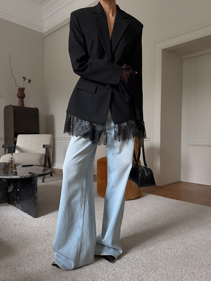 Ladies Blazer with Lace Detail – Casual Chic