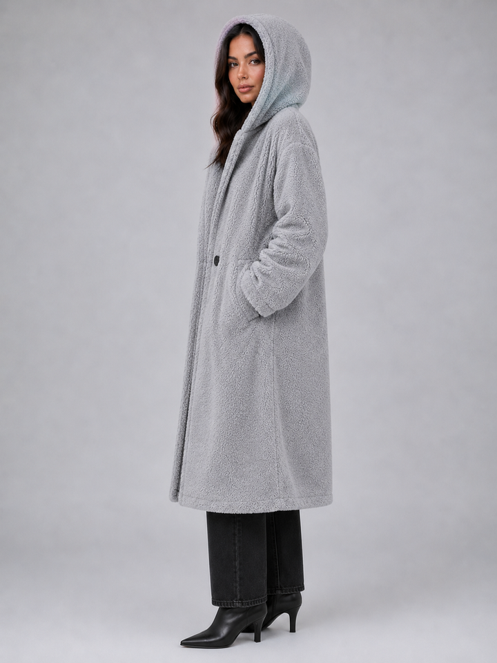Women's Long Hooded Teddy Coat – Oversized Borg Winter Coat