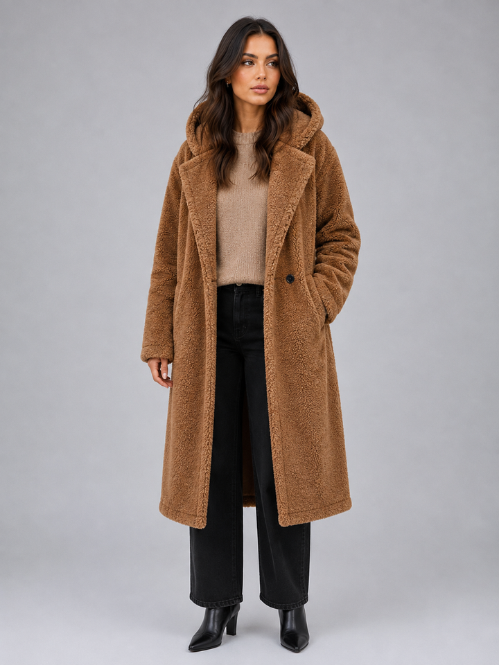 Women's Long Hooded Teddy Coat – Oversized Borg Winter Coat