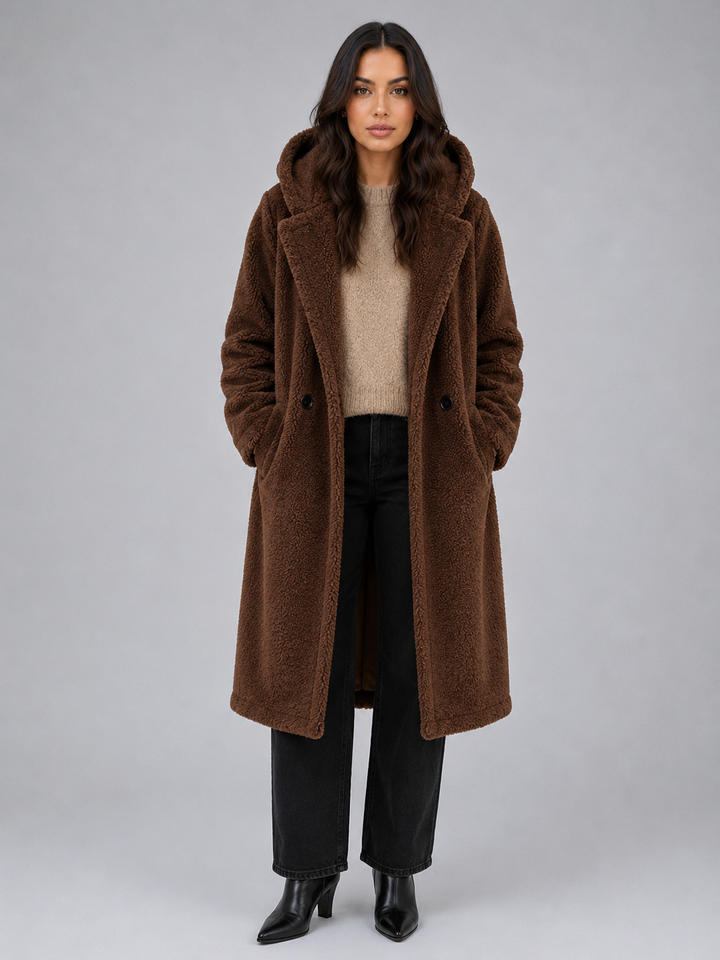 Women's Long Hooded Teddy Coat – Oversized Borg Winter Coat