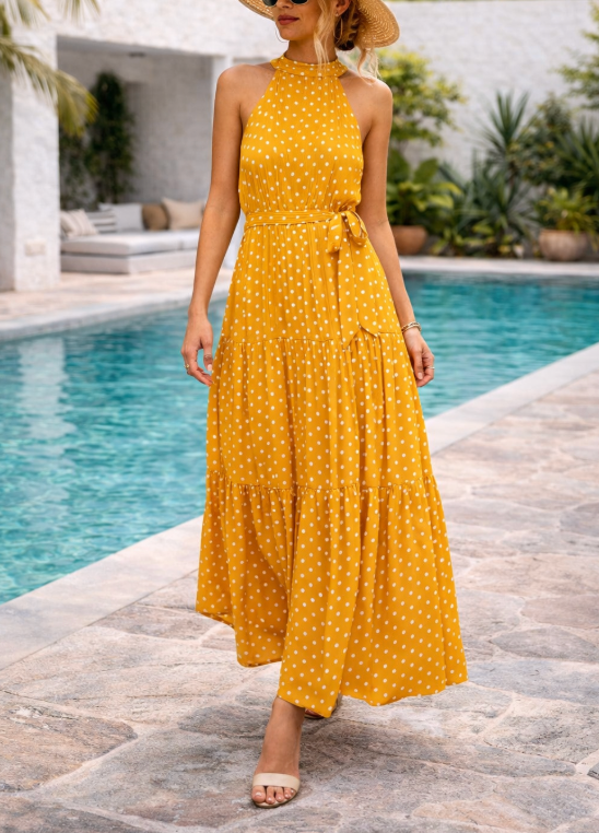 Long polka dot dress for women – Fluid, casual, and chic summer style