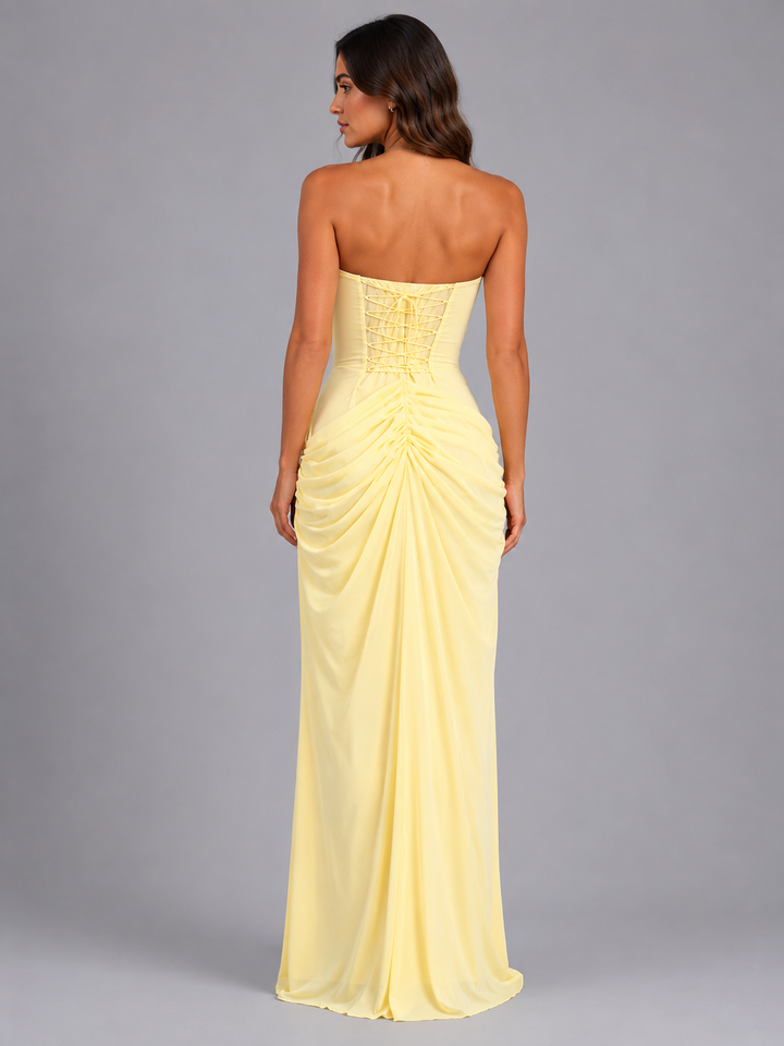 Women’s Strapless Draped Maxi Dress