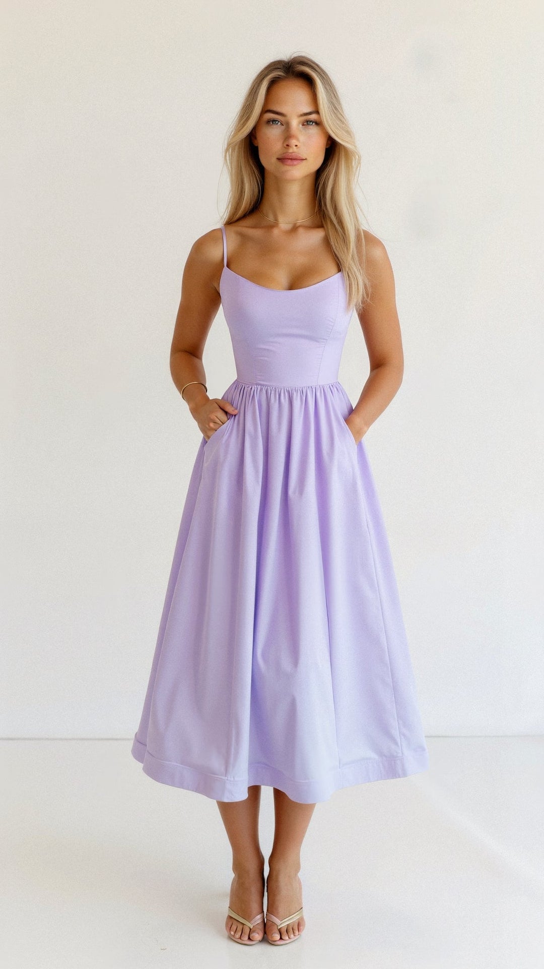 Regine | Women's A-Line Midi Dress in Ascot Style