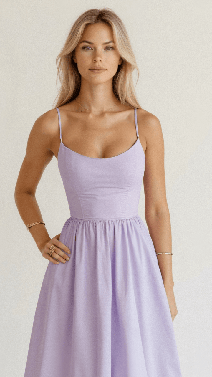 Regine | Women's A-Line Midi Dress in Ascot Style