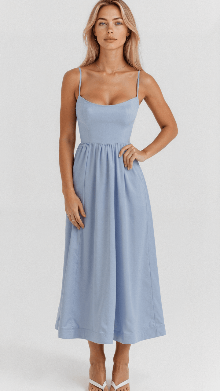 Regine | Women's A-Line Midi Dress in Ascot Style