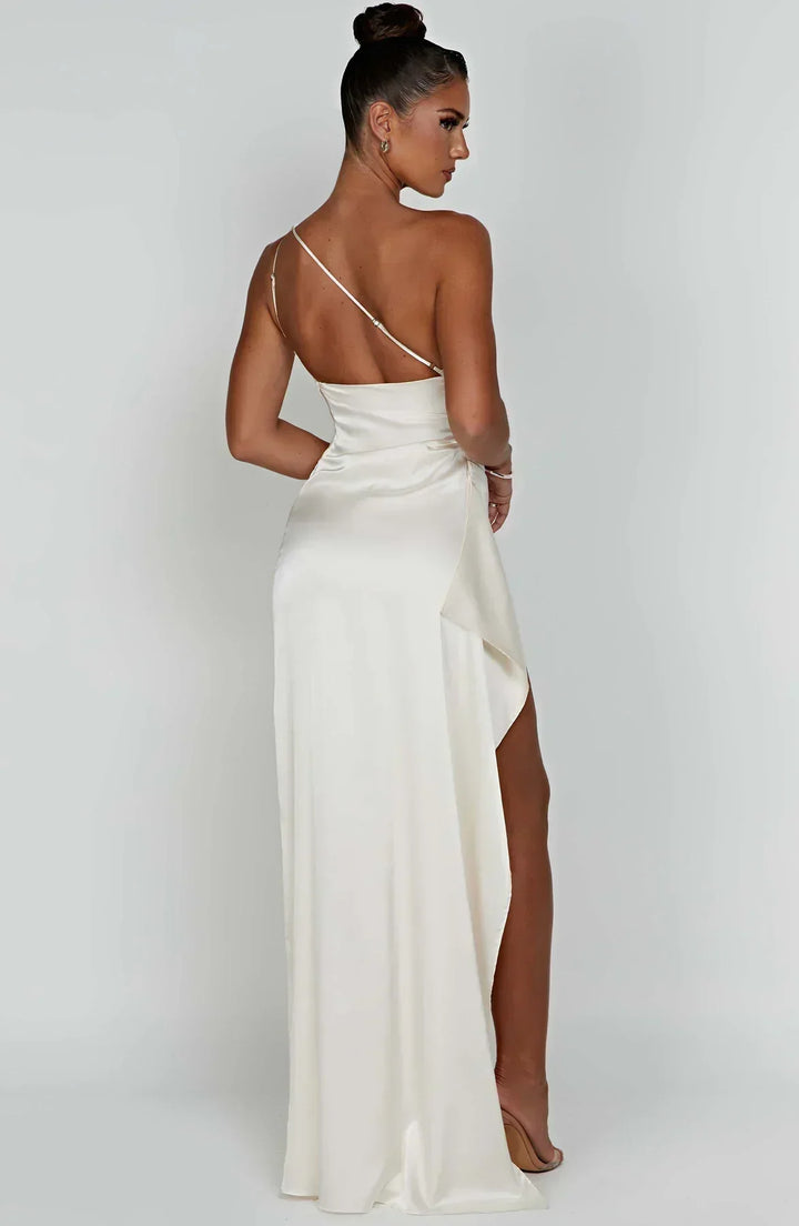 Petra Women's One-Shoulder Maxi Dress with Slit, view 10 - Elena Harper