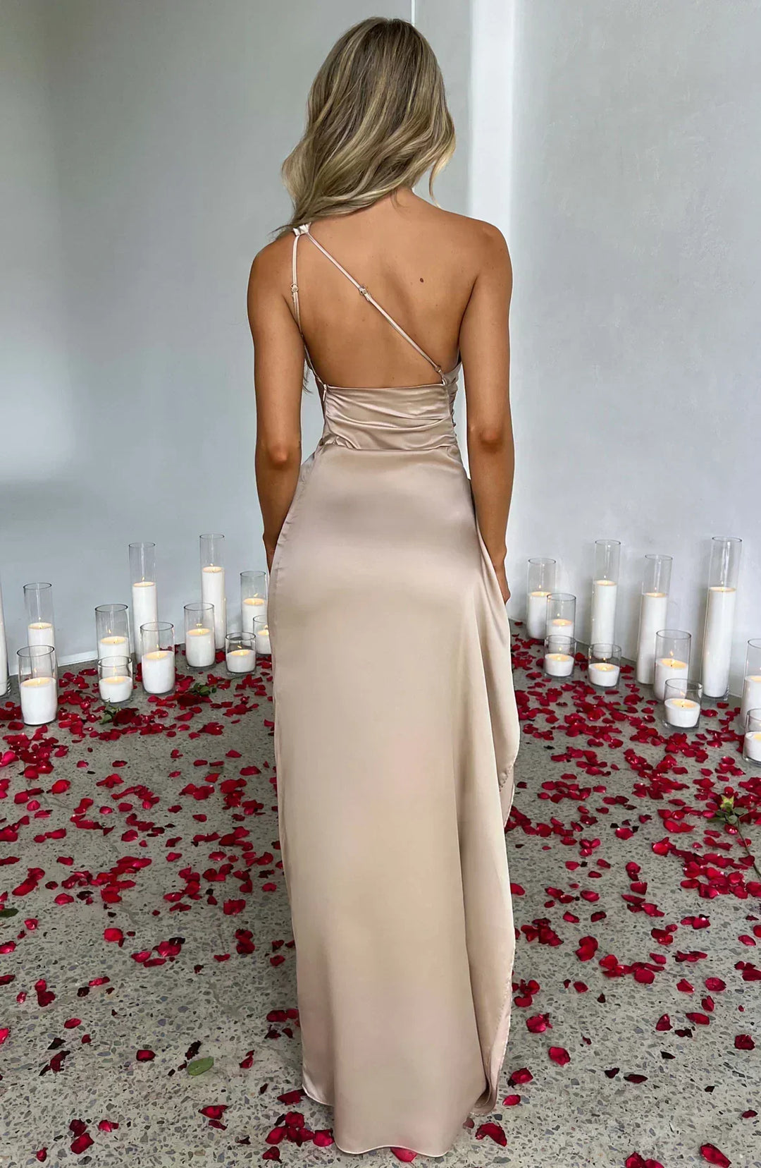 Petra Women's One-Shoulder Maxi Dress with Slit, view 4 - Elena Harper