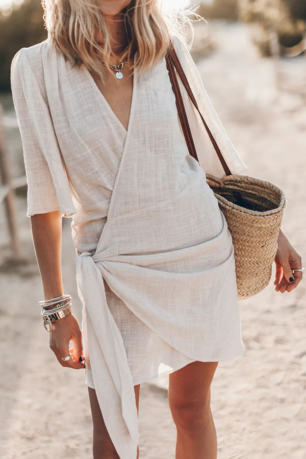 Natascha | Women's Wrap Mini Dress with Asymmetrical Hem