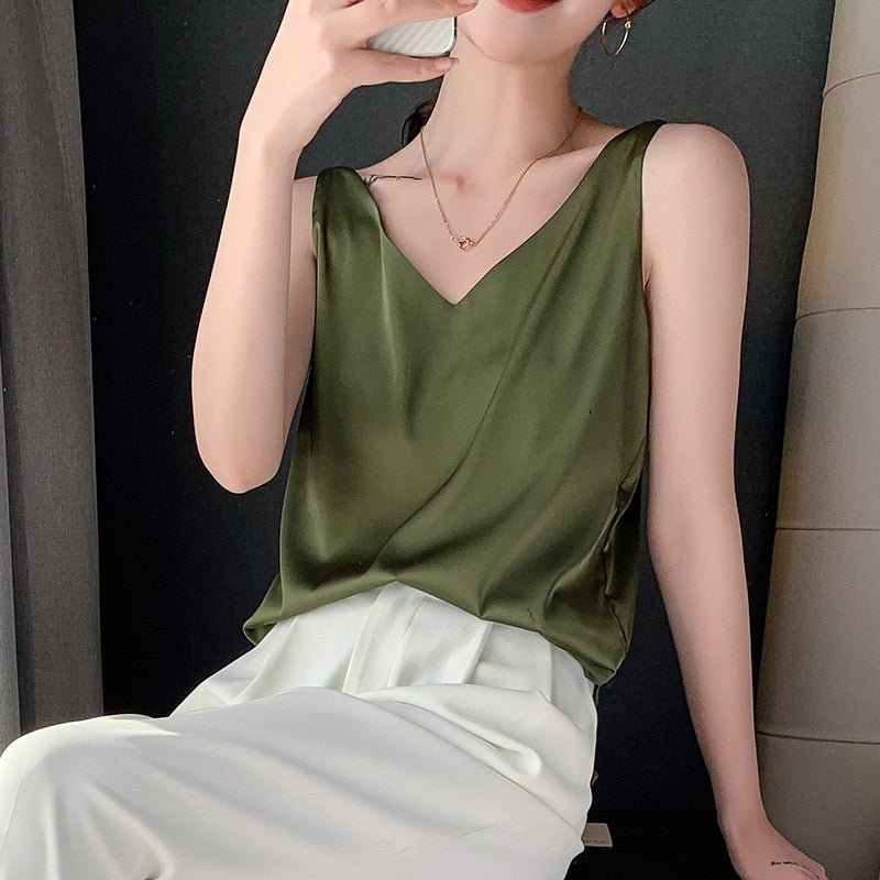 Women's Luxe Sleeveless V-Neck Top – Smooth Finish