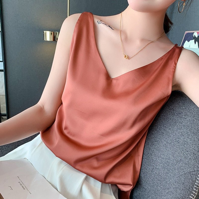 Women's Luxe Sleeveless V-Neck Top – Smooth Finish