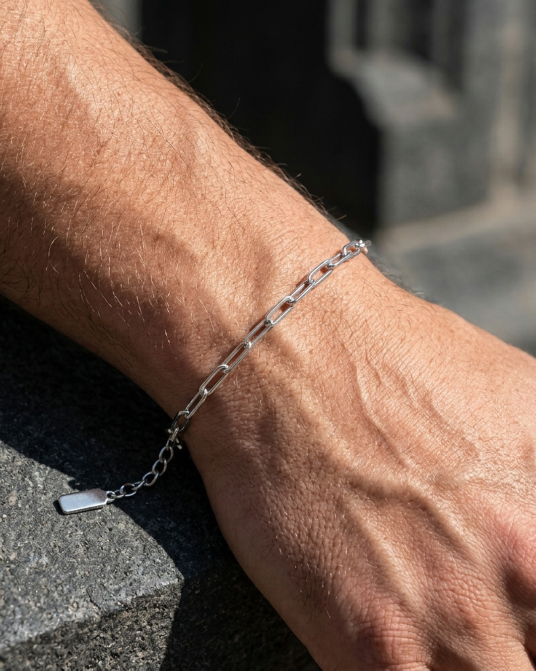 Elongated Clip Link Bracelet For Men