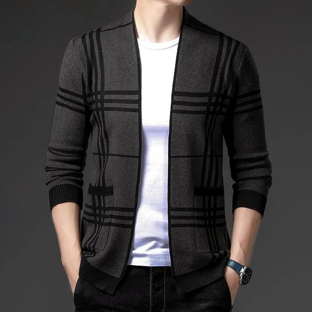 ELENA HARPER™  |  CHECKED KNIT CARDIGAN FOR MEN