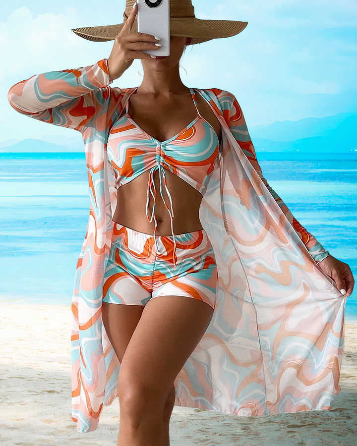 YEVA - High-waisted bandage bikini set with top