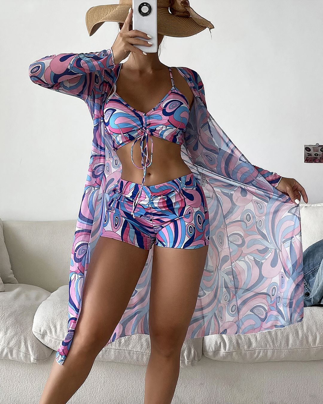 YEVA - High-waisted bandage bikini set with top