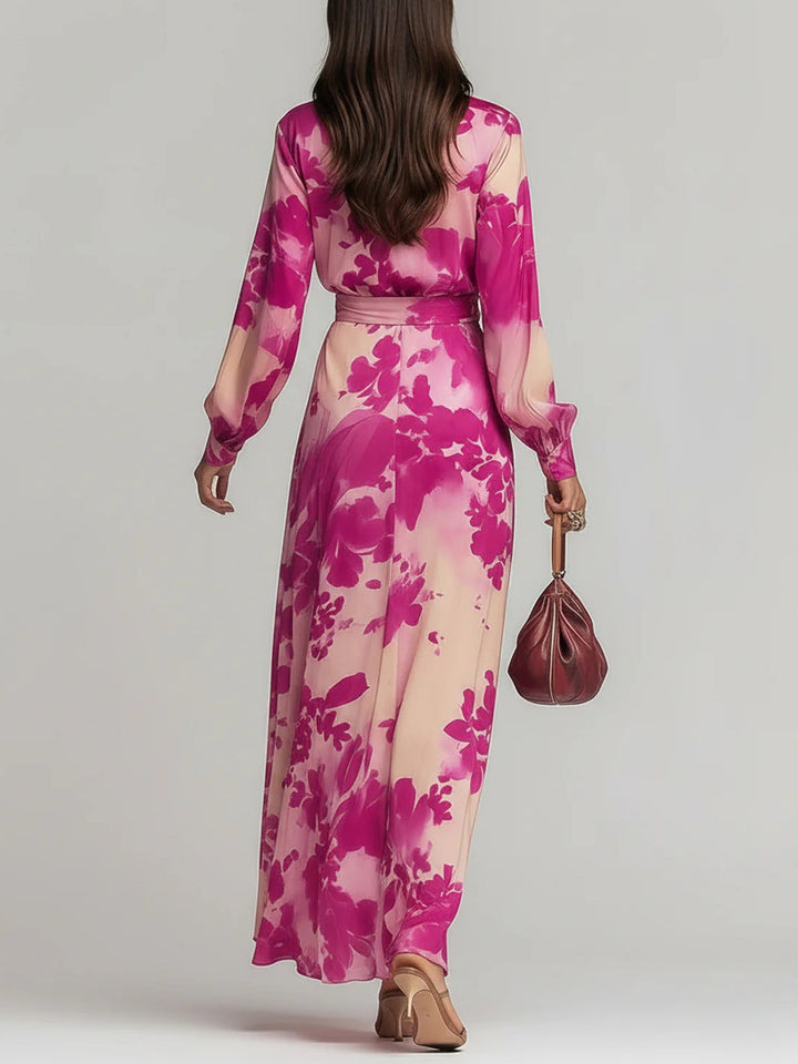 Julia Rose Floral V-Neck Belted Maxi Dress - Elena Harper