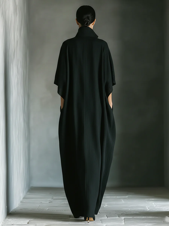Alessandra • Oversized Black Maxi Dress with Kimono Sleeves
