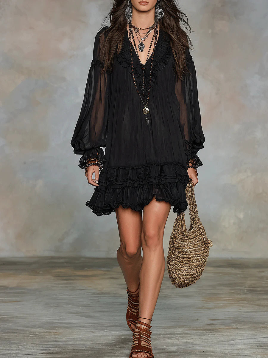 Linda Black Mini Slimming Dress - Elena Harper
