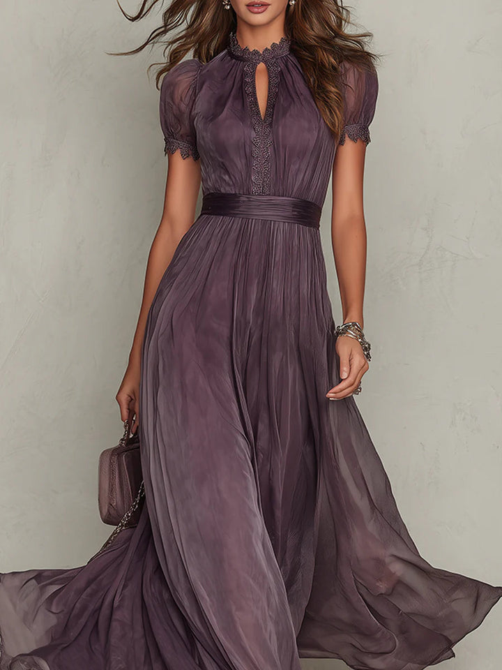 Ashley Vintage Elegant Chiffon Maxi Dress - Elena Harper