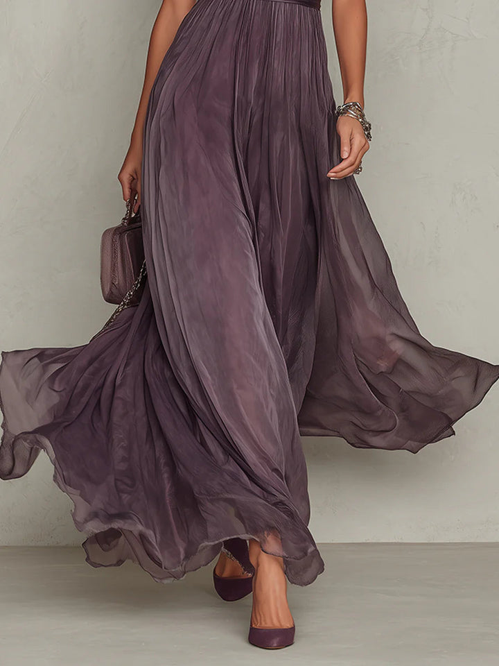 Ashley Vintage Elegant Chiffon Maxi Dress - Elena Harper