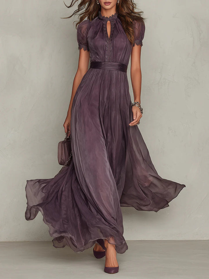 Ashley Vintage Elegant Chiffon Maxi Dress - Elena Harper