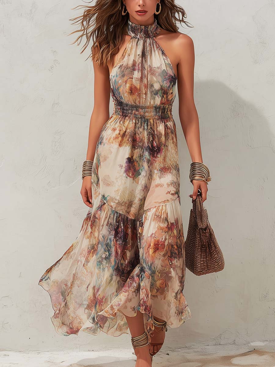 Adelaide Vintage Floral Soft Midi Dress - Elena Harper
