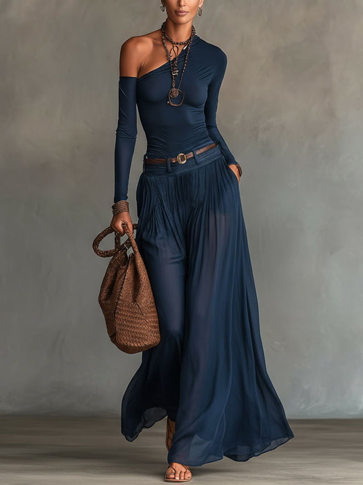 Monica Navy Blue Tulle Slimming Set - Elena Harper