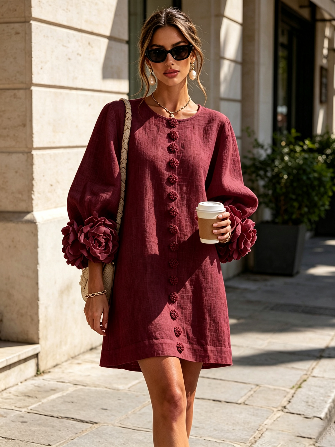 Alice Sculptural Puff Sleeve Floral Mini Dress - Elena Harper