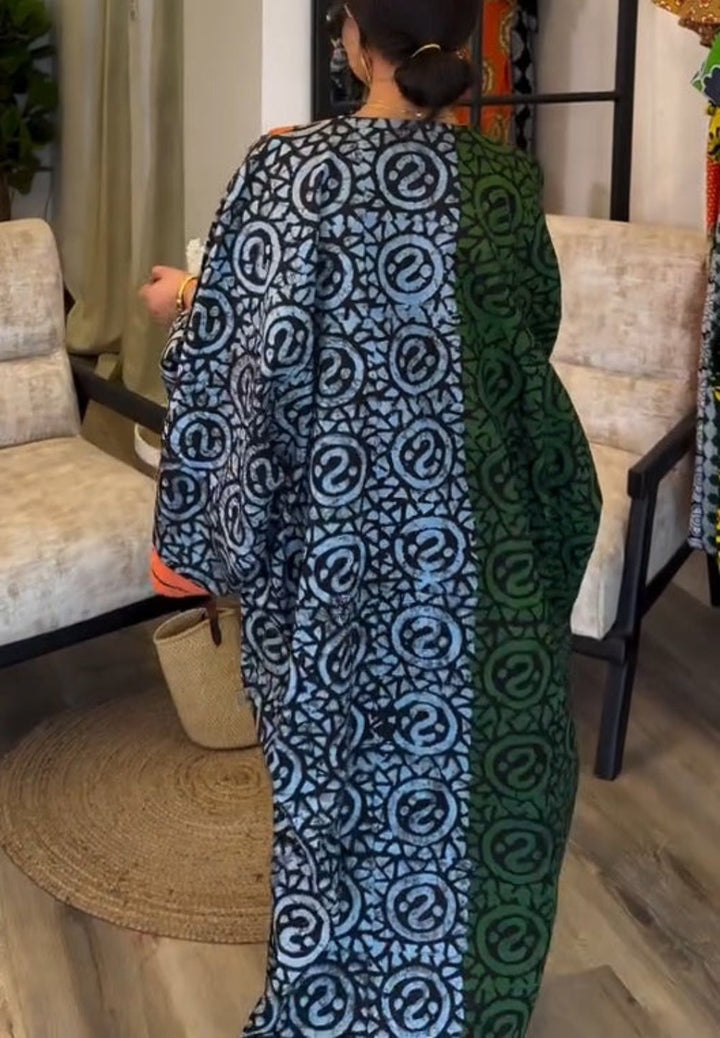 IMANI – AFRICAN PRINT V-NECK KAFTAN MAXI DRESS