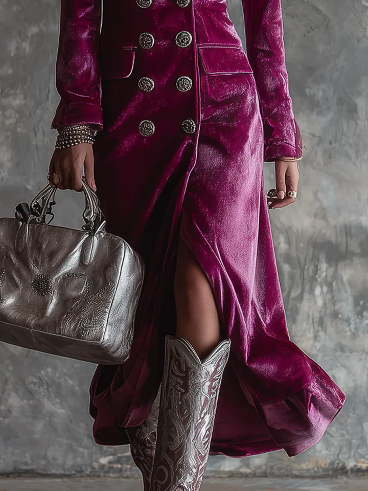 Long Velvet Blazer Dress for Women – Bold Elegance, Autumn Winter