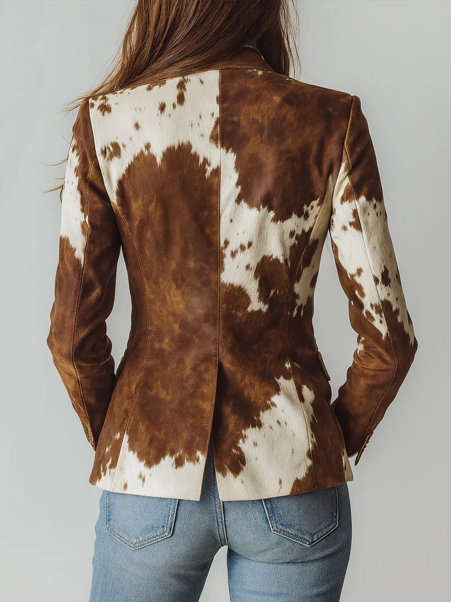 Bennett Retro Cow Print Suit Jacket - Elena Harper