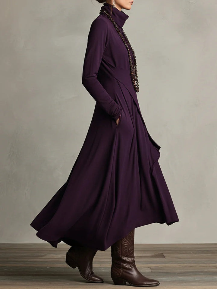 Azari Refined Draped High-neck Midi Dress - Elena Harper