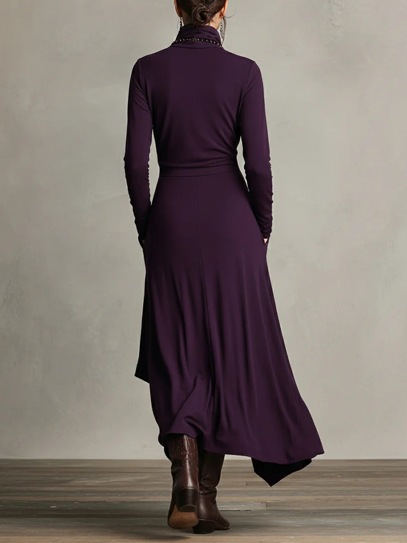 Azari Refined Draped High-neck Midi Dress - Elena Harper
