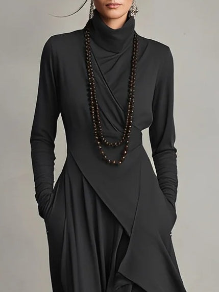 Azari Refined Draped High-neck Midi Dress - Elena Harper