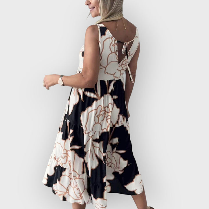 Evita Stylish Off-shoulder Floral Dress - Elena Harper