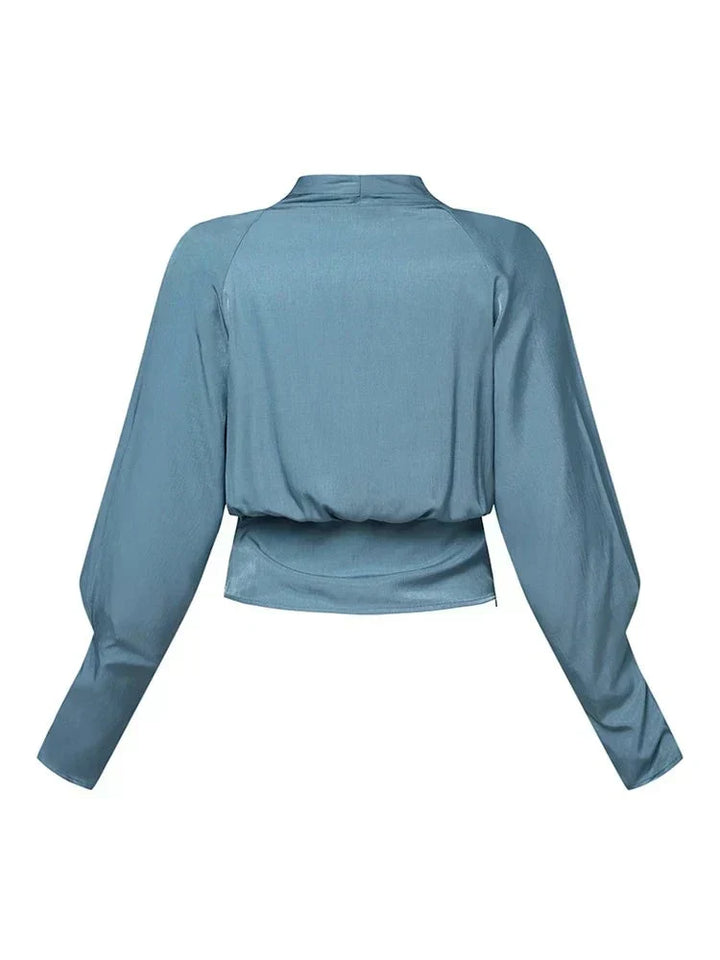 MARIELLE – ELEGANT DRAPED V-NECK BLOUSE