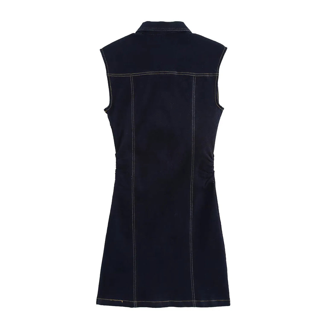 Fleur - Slim Denim Sleeveless Mini Dress