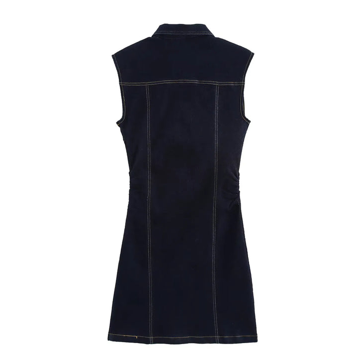 Fleur - Slim Denim Sleeveless Mini Dress