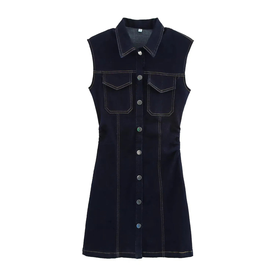 Fleur - Slim Denim Sleeveless Mini Dress