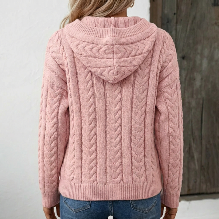 Cable Knit Sweater for Women | Oversized with Button Placket