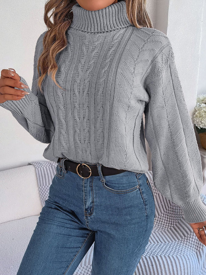 Cable Knit Sweater for Women | Turtleneck & Cable Pattern