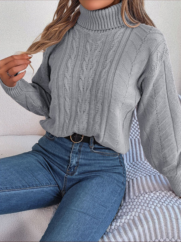 Cable Knit Sweater for Women | Turtleneck & Cable Pattern
