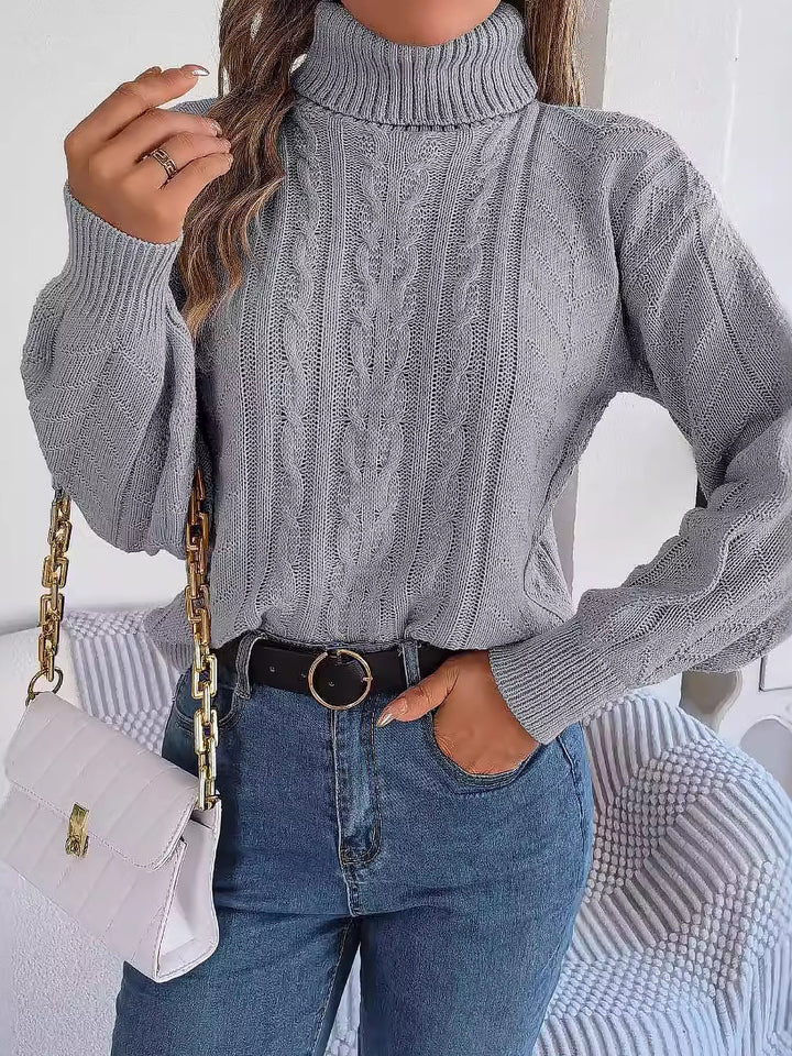 Cable Knit Sweater for Women | Turtleneck & Cable Pattern